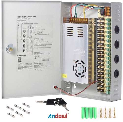 Power Supply Box with 18 Port Channels, Fuses, 35A and AC 110-220V to DC 12V. Collections allowed