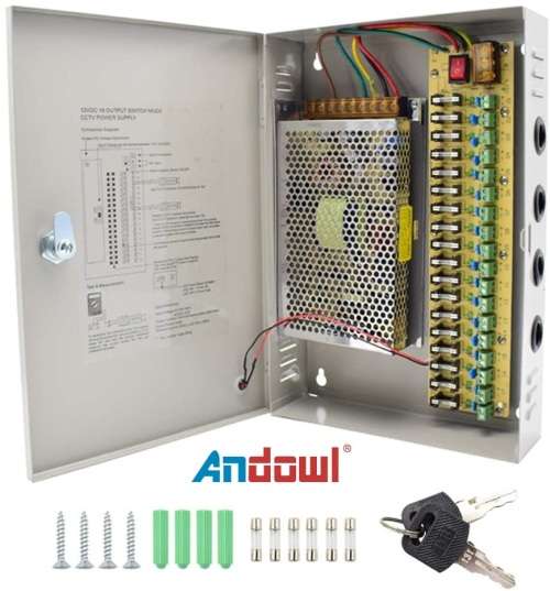 Power Supply Box with 18 Port Channels, Fuses, 35A and AC 110-220V to DC 12V. Collections allowed