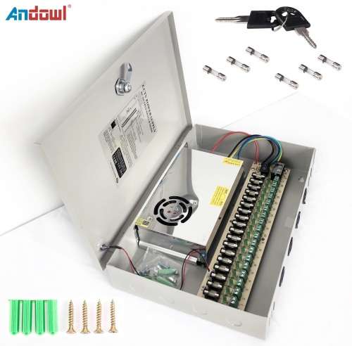 Power Supply Box with 18 Port Channels, Fuses, 35A and AC 110-220V to DC 12V. Collections allowed