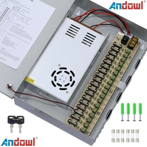 Power Supply Box with 18 Port Channels, Fuses, 35A and AC 110-220V to DC 12V. Collections allowed