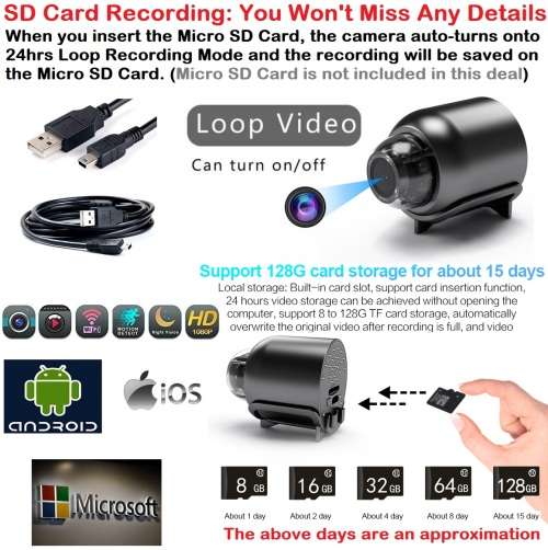 Miniature WiFi Spy HD Camera. Portable with Night Vision, Motion Sensor and more Collections allowed