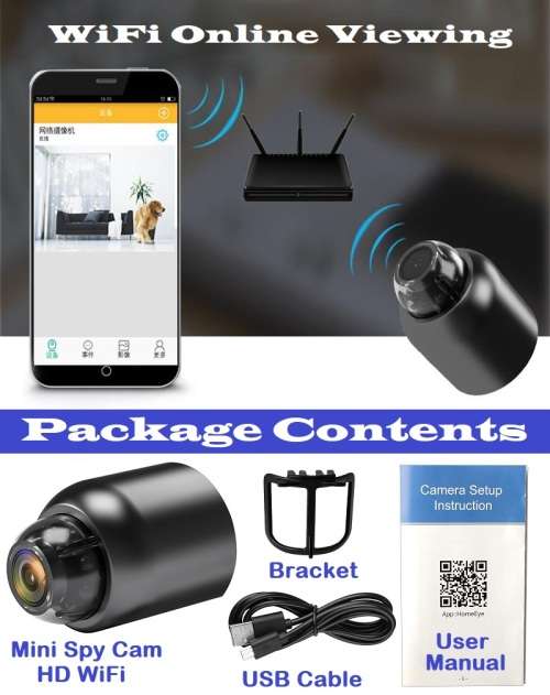 Mini WiFi Spy HD Camera. Portable with Night Vision, Motion Sensor and more Collections allowed