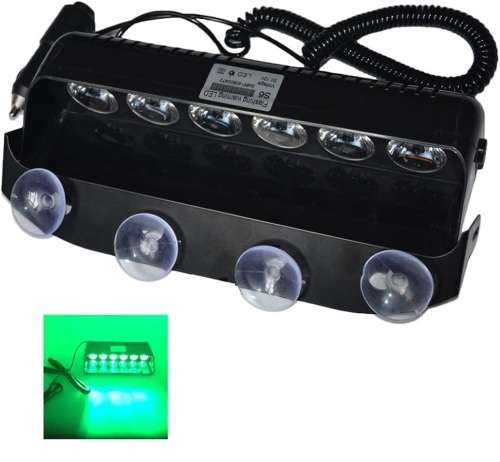GREEN LED Windscreen Vehicle Strobe Dashboard Light Long 6LED Version. Collections Are Allowed.