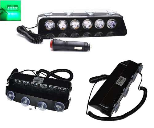 GREEN LED Windscreen Vehicle Strobe Dashboard Light Long 6LED Version. Collections Are Allowed.