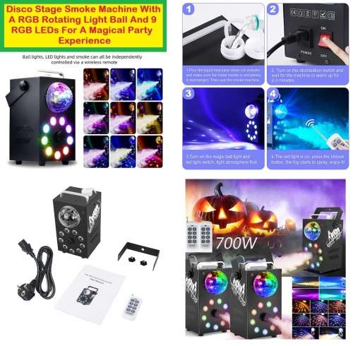 Professional Smoke Fog Machine with MultiColour RGB LEDs, Rotating Light Ball. Collections allowed