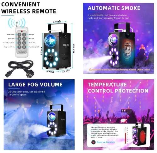 Professional Smoke Fog Machine with MultiColour RGB LEDs, Rotating Light Ball. Collections allowed