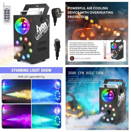 Professional Smoke Fog Machine with MultiColour RGB LEDs, Rotating Light Ball. Collections allowed