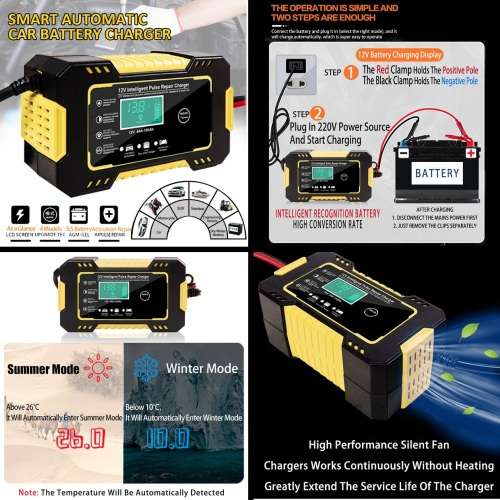 Automatic Battery Charger 12V 6A Smart Pulse Repair LCD Battery Charger. Collections are allowed