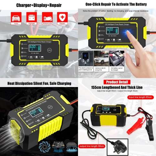 Automatic Battery Charger 12V 6A Smart Pulse Repair LCD Battery Charger. Collections are allowed