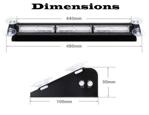 Very Long White COB LED Windscreen Dashboard Vehicle Flash Strobe Dash Light Bar.Collections Allowed