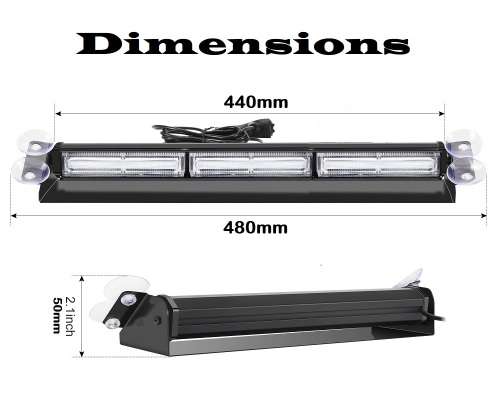 Very Long White COB LED Windscreen Dashboard Vehicle Flash Strobe Dash Light Bar.Collections Allowed