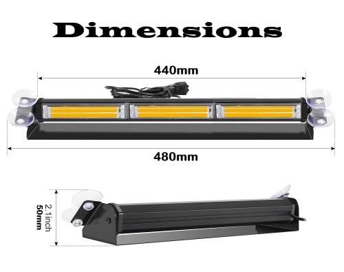 Amber COB LED Windscreen Dashboard Vehicle Flash Strobe Very Long Dash Light Bar.Collections Allowed