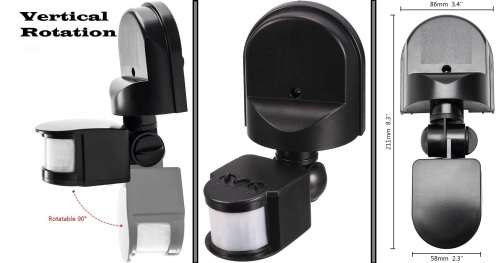 PIR Motion Sensor Detector Switch with a Junction Box, 180° Adjustable, 12Volts. Collections Allowed