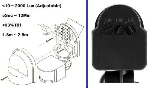 PIR Motion Sensor Detector Switch with a Junction Box, 180° Adjustable, 12Volts. Collections Allowed
