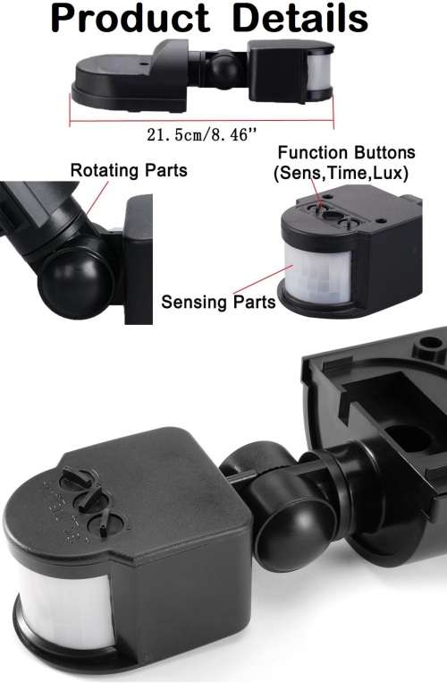 PIR Motion Sensor Detector Switch with a Junction Box, 180° Adjustable, 12Volts. Collections Allowed