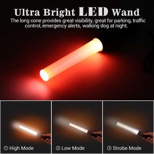 Hand-Held Rechargeable LED Traffic Safety Wand Signal Light and Torch. Collections Are Allowed.