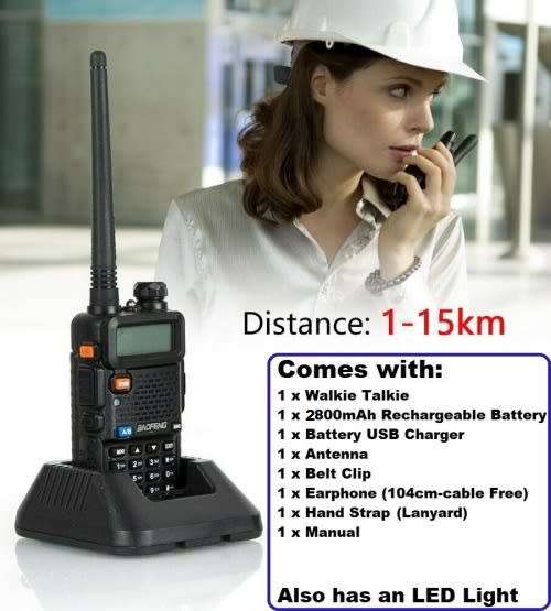 BAOFENG UV-5R Walkie Talkie VHF UHF Dual Band 8W Handheld Two Way Radio. Collections Allowed.