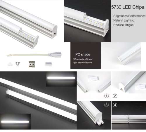LED Integrated T5 Tube Lights 220V Frosted Cover with Mounting Accessories. Collections Are Allowed.