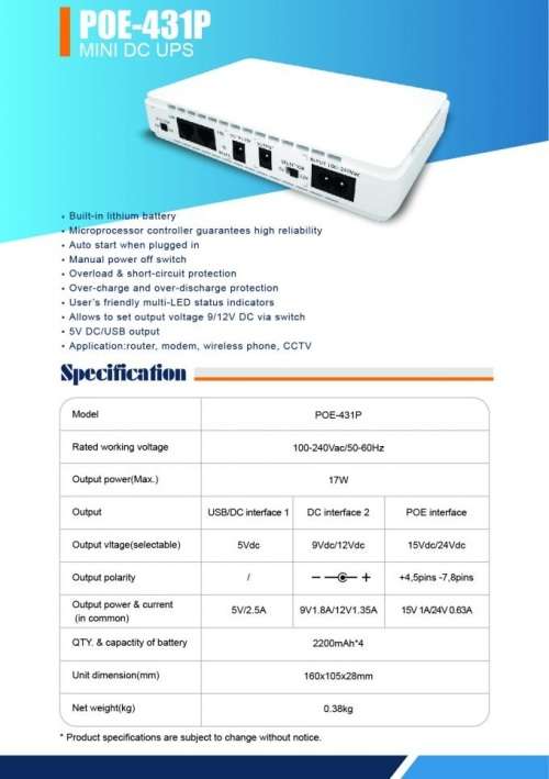 Mini UPS 8800mAh Portable Uninterruptible Power Supply Battery Back-Up. Collections Are Allowed.