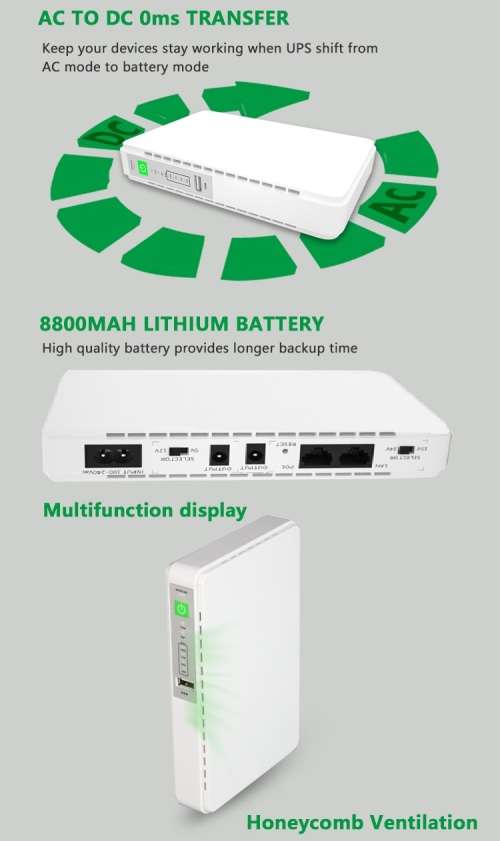 Mini UPS 8800mAh Portable Uninterruptible Power Supply Battery Back-Up. Collections Are Allowed.