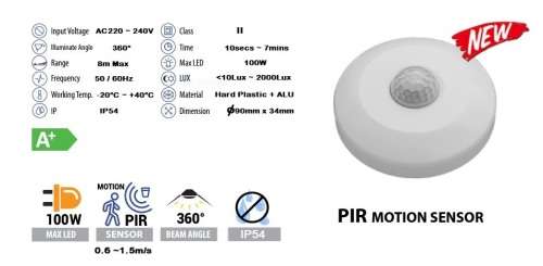 WHOLESALE SPECIAL OFFER: Infrared Motion Sensor PIR 360° Detector, 220V. Collections Are Allowed