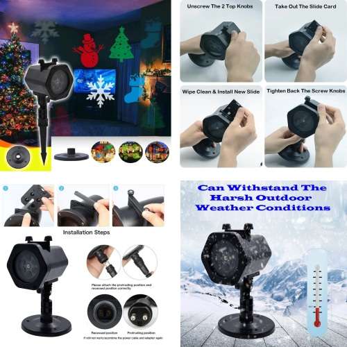 LED Waterproof Animation Film Light Projector, 12 Switchable Slides/Cartridges. Collections Allowed.