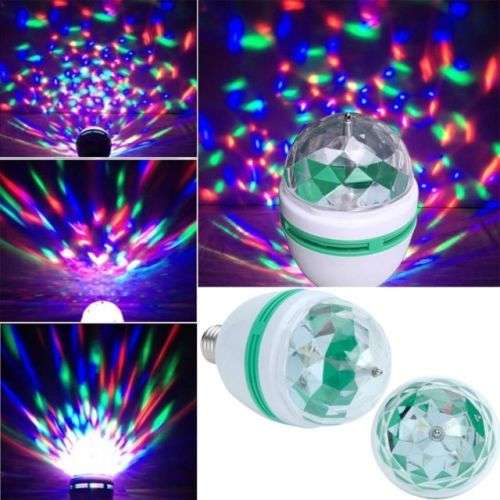 Auto Rotating DJ Party Disco Stage RGB LED E27 Socket Lamp Colourful Compact. Collections Allowed.
