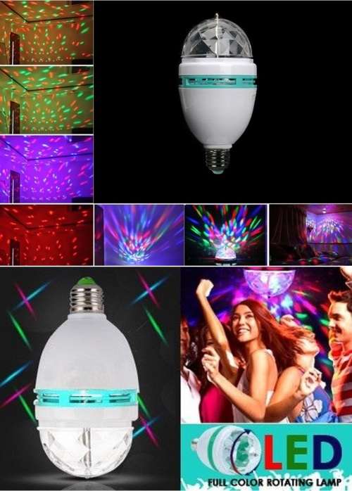 Auto Rotating DJ Party Disco Stage RGB LED E27 Socket Lamp Colourful Compact. Collections Allowed.