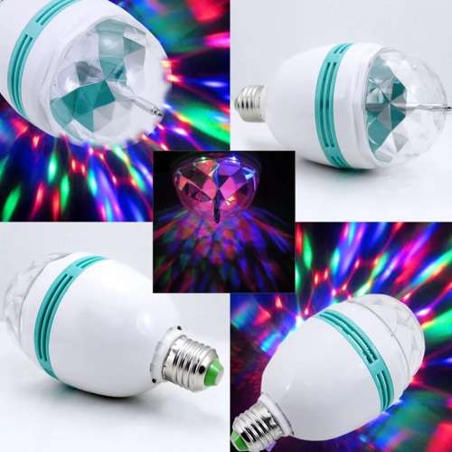 Auto Rotating DJ Party Disco Stage RGB LED E27 Socket Lamp Colourful Compact. Collections Allowed.