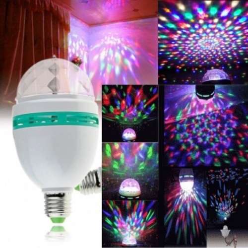 Auto Rotating DJ Party Disco Stage RGB LED E27 Socket Lamp Colourful Compact. Collections Allowed.