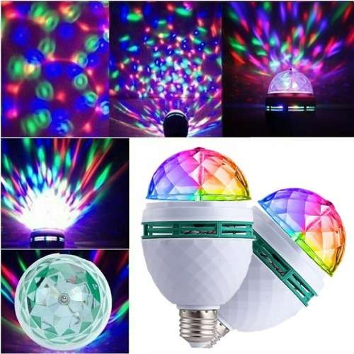Auto Rotating DJ Party Disco Stage RGB LED E27 Socket Lamp Colourful Compact. Collections Allowed.