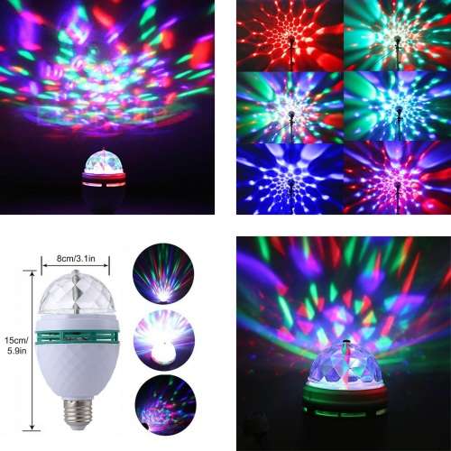 Auto Rotating DJ Party Disco Stage RGB LED E27 Socket Lamp Colourful Compact. Collections Allowed.