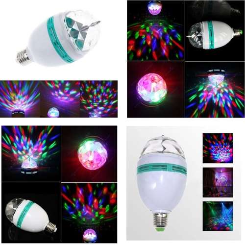 Auto Rotating DJ Party Disco Stage RGB LED E27 Socket Lamp Colourful Compact. Collections Allowed.