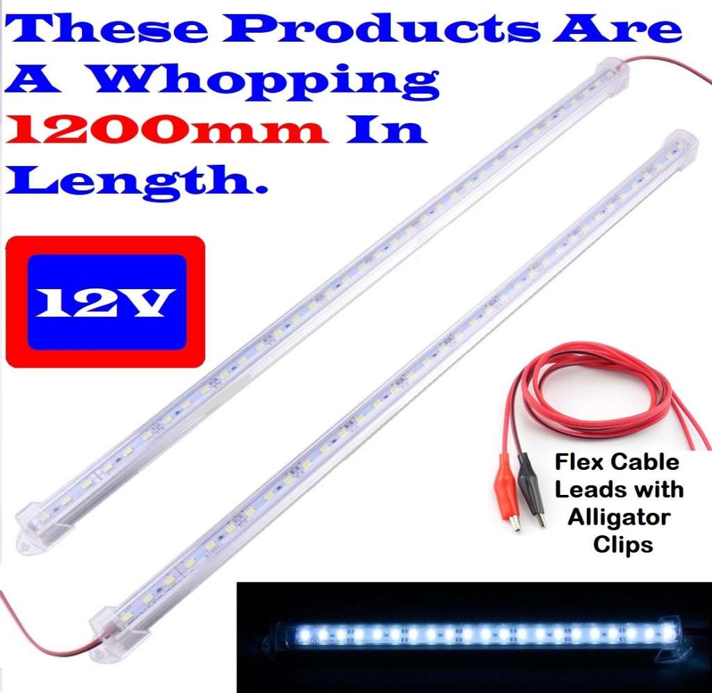 Very Long 1200mm LED Tube Lights 12Volts Aluminium Rigid Strip Lights. Collections Are Allowed.