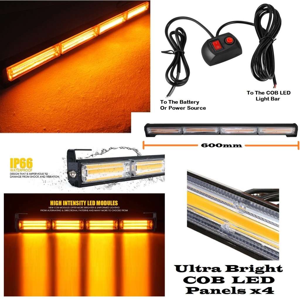 Emergency Vehicle Flash/Warning LED Strobe Light Bar Yellow Orange Amber. Collections allowed.