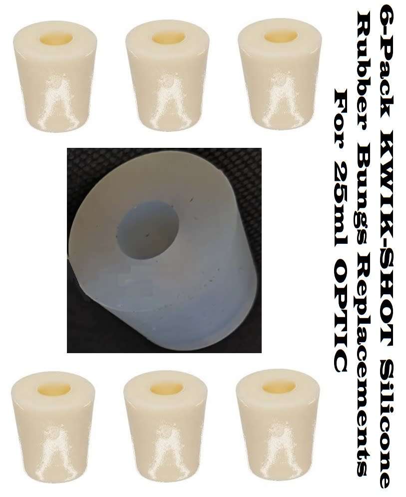 Pack of 6 Silicone Rubber Bungs Replacements For 25ml KWIK-SHOT Optic Head. Collections Allowed.