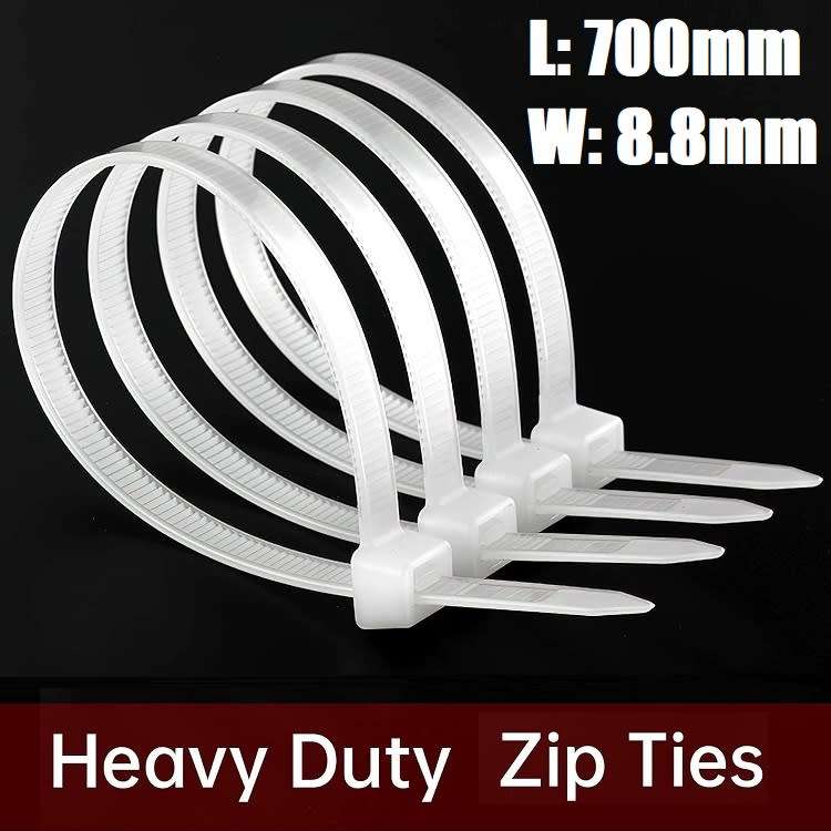 10pcs Giant 700mm Long, 8.8mm Wide Heavy Duty Nylon Cable Zip Ties White Colour. Collections Allowed
