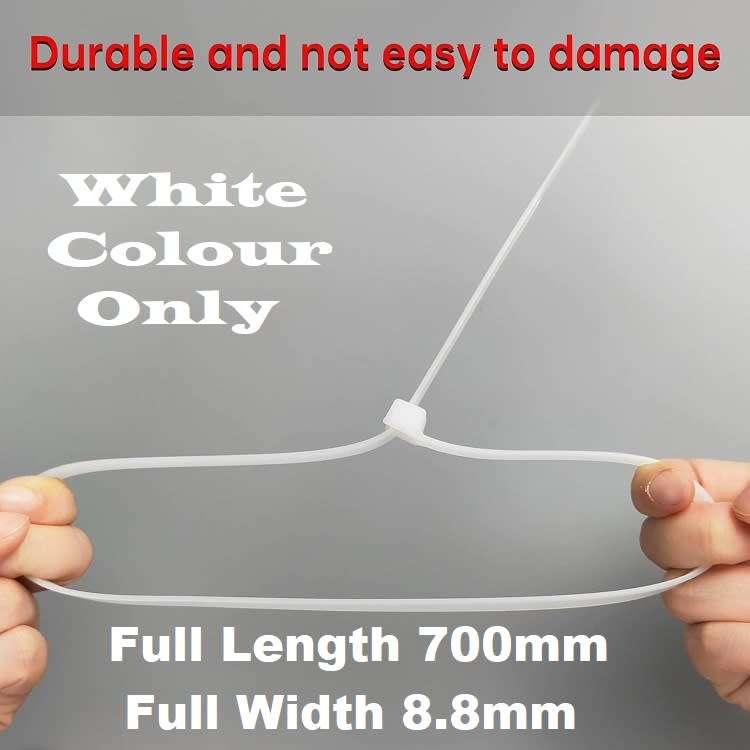 10pcs Giant 700mm Long, 8.8mm Wide Heavy Duty Nylon Cable Zip Ties White Colour. Collections Allowed