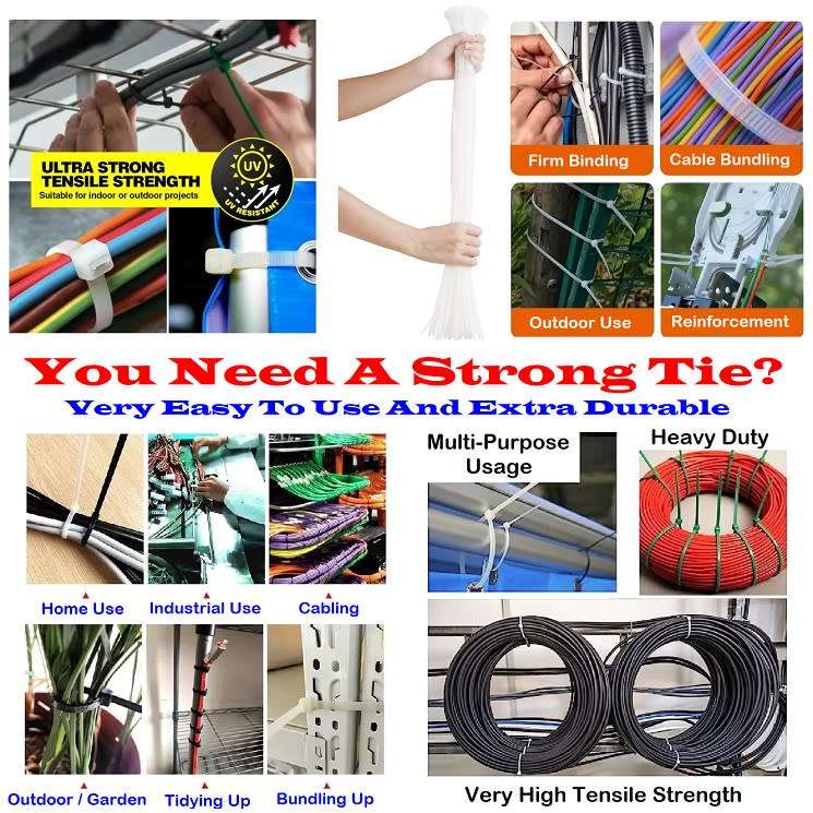 10pcs Giant 700mm Long, 8.8mm Wide Heavy Duty Nylon Cable Zip Ties White Colour. Collections Allowed