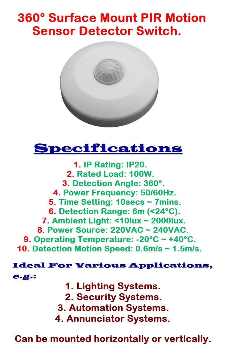 5 Packs Of 360° PIR Motion Sensor Detector / Switch For Various Applications. Collections Allowed.