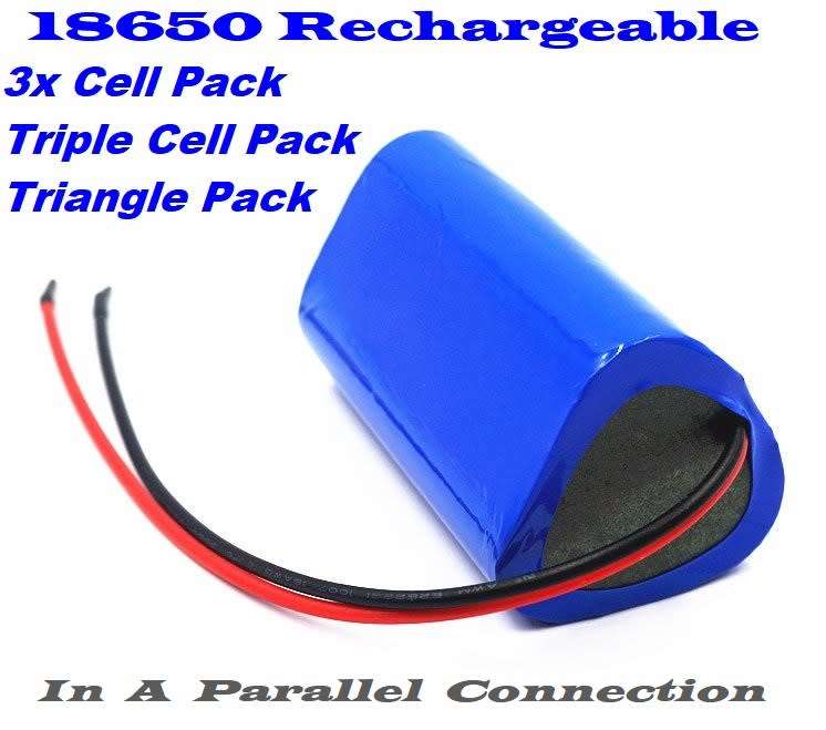 Rechargeable 18650 Battery Triangle Pack 3.7V 3-Cells. Light Duty Applications. Collections Allowed.
