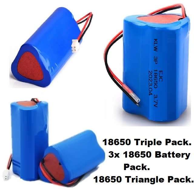 Rechargeable 18650 Battery Triangle Pack 3.7V 3-Cells. Light Duty Applications. Collections Allowed.