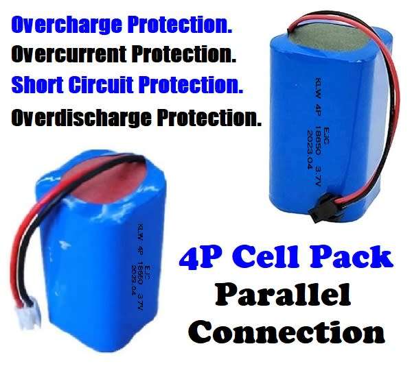 Rechargeable 18650 Battery Pack 3.7V 4-Cells [4P] Rectangular Prism Shape. Collections Are Allowed.