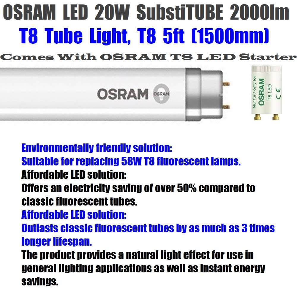 Direct Replacement for Fluorescent Tube. 25x OSRAM 5ft 1500mm LED T8 Tube Lights. Collection Allowed