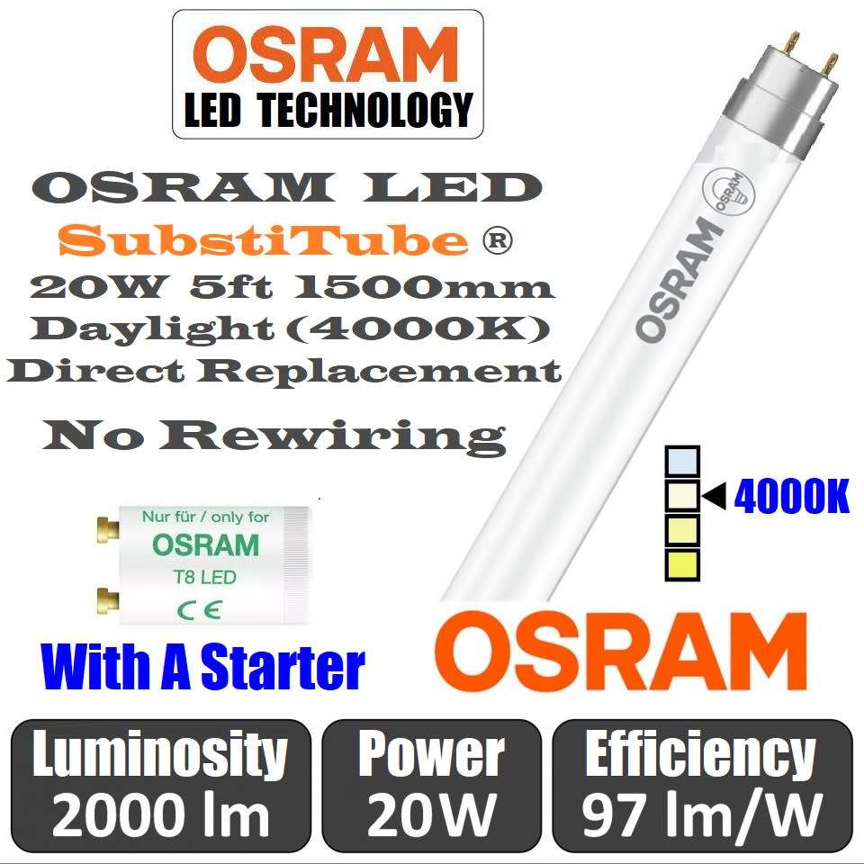 Direct Replacement for Fluorescent Tube. 25x OSRAM 5ft 1500mm LED T8 Tube Lights. Collection Allowed