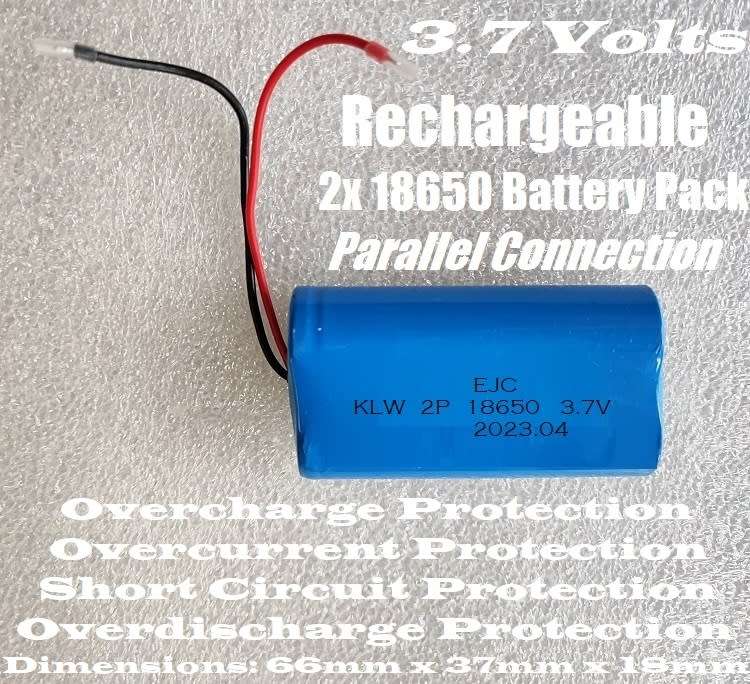 Rechargeable 18650 Battery Twin Pack 3.7V 2-Cells Pack Light Duty Applications. Collections Allowed.