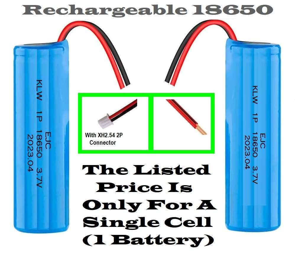 Rechargeable 18650 Wired Battery/Cell 3.7V 1700mAh. With Or Without JST XH Plug. Collections Allowed