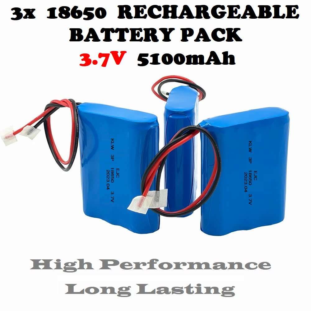 Rechargeable 18650 Battery Triple Pack 3.7V 3-Cells. Light Duty Applications. Collections Allowed.