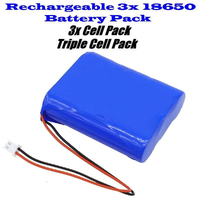 Rechargeable 18650 Battery Triple Pack 3.7V 3-Cells. Light Duty Applications. Collections Allowed.
