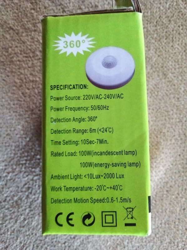 Clearance Sale Offer: Infrared Motion Sensor PIR 360° Detector, 220V. Collections Are Allowed.